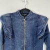 Fashion Nova Acidwash Denim Peplum Zip Up Peplum  Stretch Jacket Size M