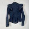 Fashion Nova Acidwash Denim Peplum Zip Up Peplum  Stretch Jacket Size M