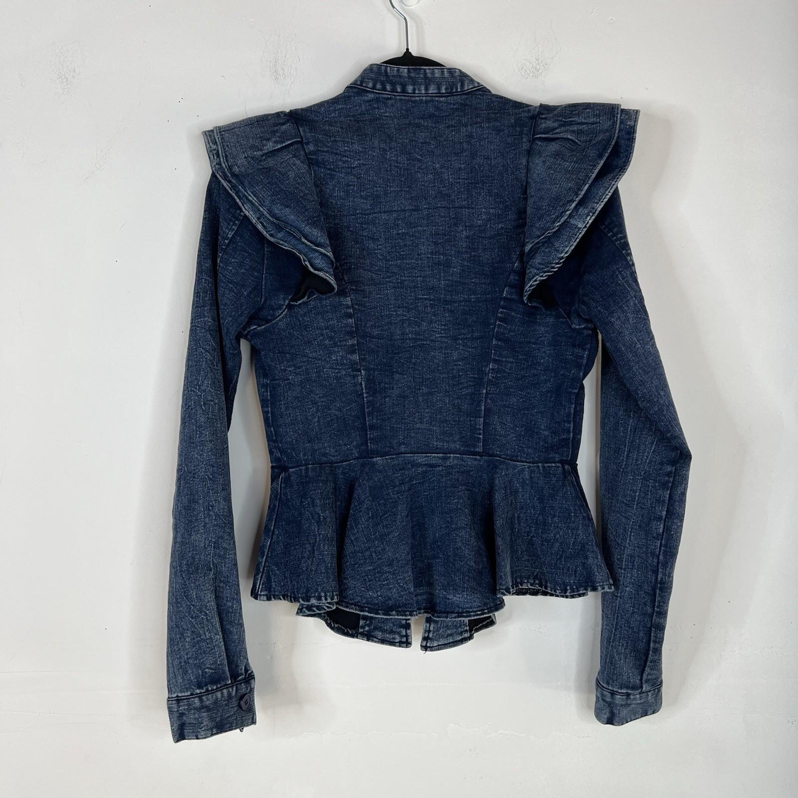 Fashion Nova Acidwash Denim Peplum Zip Up Peplum  Stretch Jacket Size M
