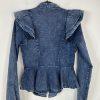 Fashion Nova Acidwash Denim Peplum Zip Up Peplum  Stretch Jacket Size M