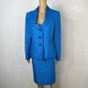 10-793.jpg Le Suit Polyester Skirt Suit 12 Blue Metallic Shawl Collar Classic 2PC Timeless