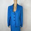 10-794.jpg Le Suit Polyester Skirt Suit 12 Blue Metallic Shawl Collar Classic 2PC Timeless