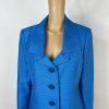 10-795.jpg Le Suit Polyester Skirt Suit 12 Blue Metallic Shawl Collar Classic 2PC Timeless