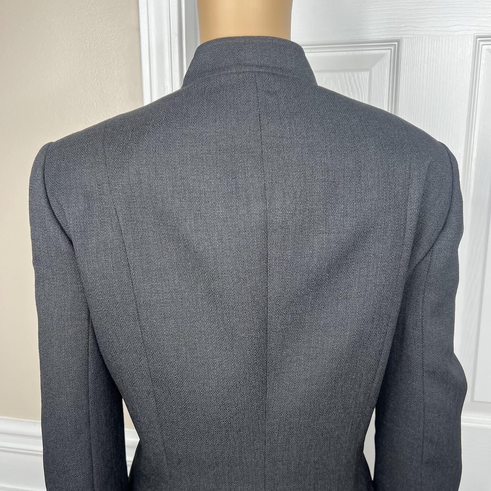 Tahari ASL Polyester Skirt Suit 12 Black Stand Collar Lined Career Cocktail 2PC