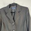 Evan Picone Polyester Pant Suit Size 10 Black Striped 2PC Belted Notch Collar