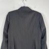 Evan Picone Polyester Pant Suit Size 10 Black Striped 2PC Belted Notch Collar