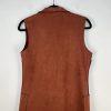 Anthropologie Solitaire Women Vest S Brown Faux Leather Duster Cognac Pockets