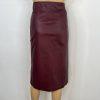 SUNA Women Studded Soft Leather Skirt Size M Burgundy Zip Up Elegant Y2K Pencil