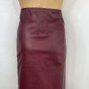 SUNA Women Studded Soft Leather Skirt Size M Burgundy Zip Up Elegant Y2K Pencil