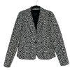 Banana Republic Cotton Polyester Blazer Size 4 Black White Notch Collar Career