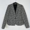 Banana Republic Cotton Polyester Blazer Size 4 Black White Notch Collar Career