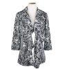 CALVIN KLEIN Women Black White Polyester Blend Open Front Ruffle Blazer Size 10