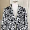 CALVIN KLEIN Women Black White Polyester Blend Open Front Ruffle Blazer Size 10