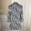 CALVIN KLEIN Women Black White Polyester Blend Open Front Ruffle Blazer Size 10