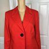 Calvin Klein Cotton Polyester Skirt Suit Size 14 Red Lined Notch Collar 2PC New