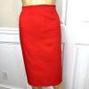Calvin Klein Cotton Polyester Skirt Suit Size 14 Red Lined Notch Collar 2PC New