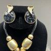 Handcrafted Earrings Pendant Banger Ring one of a Kind Gold Tone Modern Boho