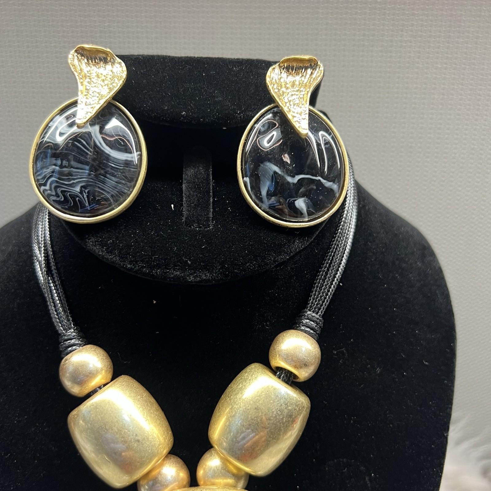 Handcrafted Earrings Pendant Banger Ring one of a Kind Gold Tone Modern Boho