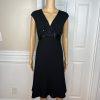 Evan Picone Polyester Dress Size 10 Black Embellished Sleeveless Formal Evening