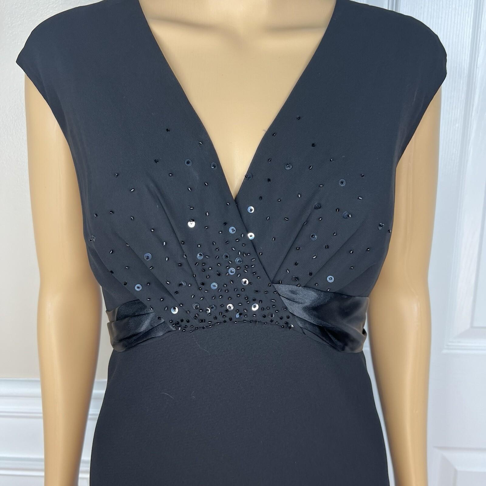 Evan Picone Polyester Dress Size 10 Black Embellished Sleeveless Formal Evening