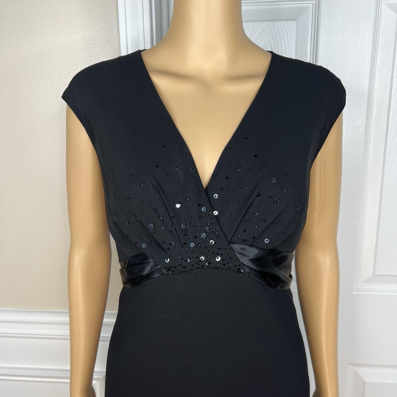 Evan Picone Polyester Dress Size 10 Black Embellished Sleeveless Formal Evening