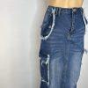 Fashion Nova Women Cotton Dark Wash Denim Maxi Cargo Skirt Size M Pocket