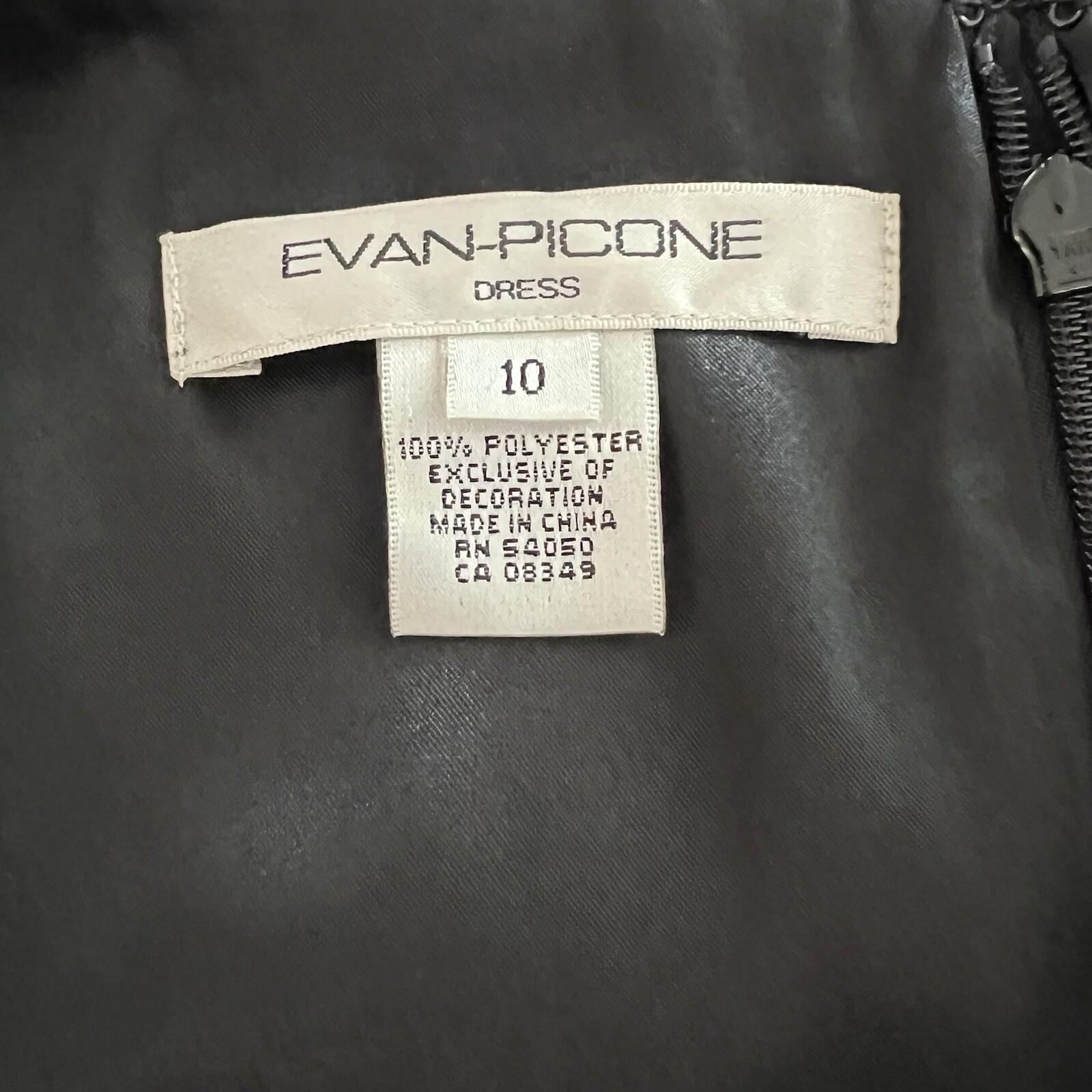 Evan Picone Polyester Dress Size 10 Black Embellished Sleeveless Formal Evening