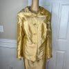 EMILY Women 2PC Polyester Skirt Suit Size 22W Gold Lined Shawl Collar