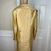 EMILY Women 2PC Polyester Skirt Suit Size 22W Gold Lined Shawl Collar