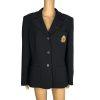 KASPER Women Polyester Blazer Size 16 Black Notch Collar Lined Career