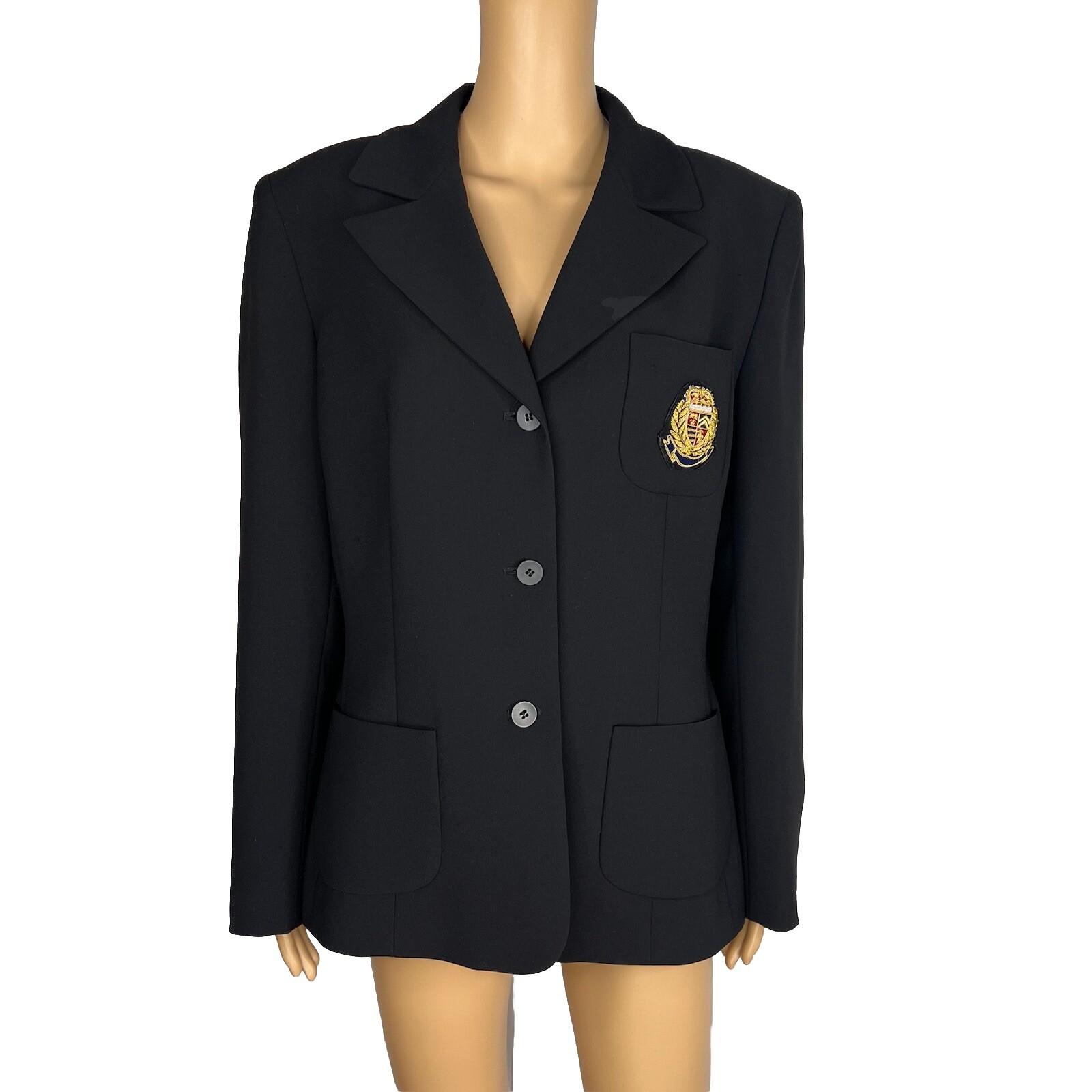 KASPER Women Polyester Blazer Size 16 Black Notch Collar Lined Career