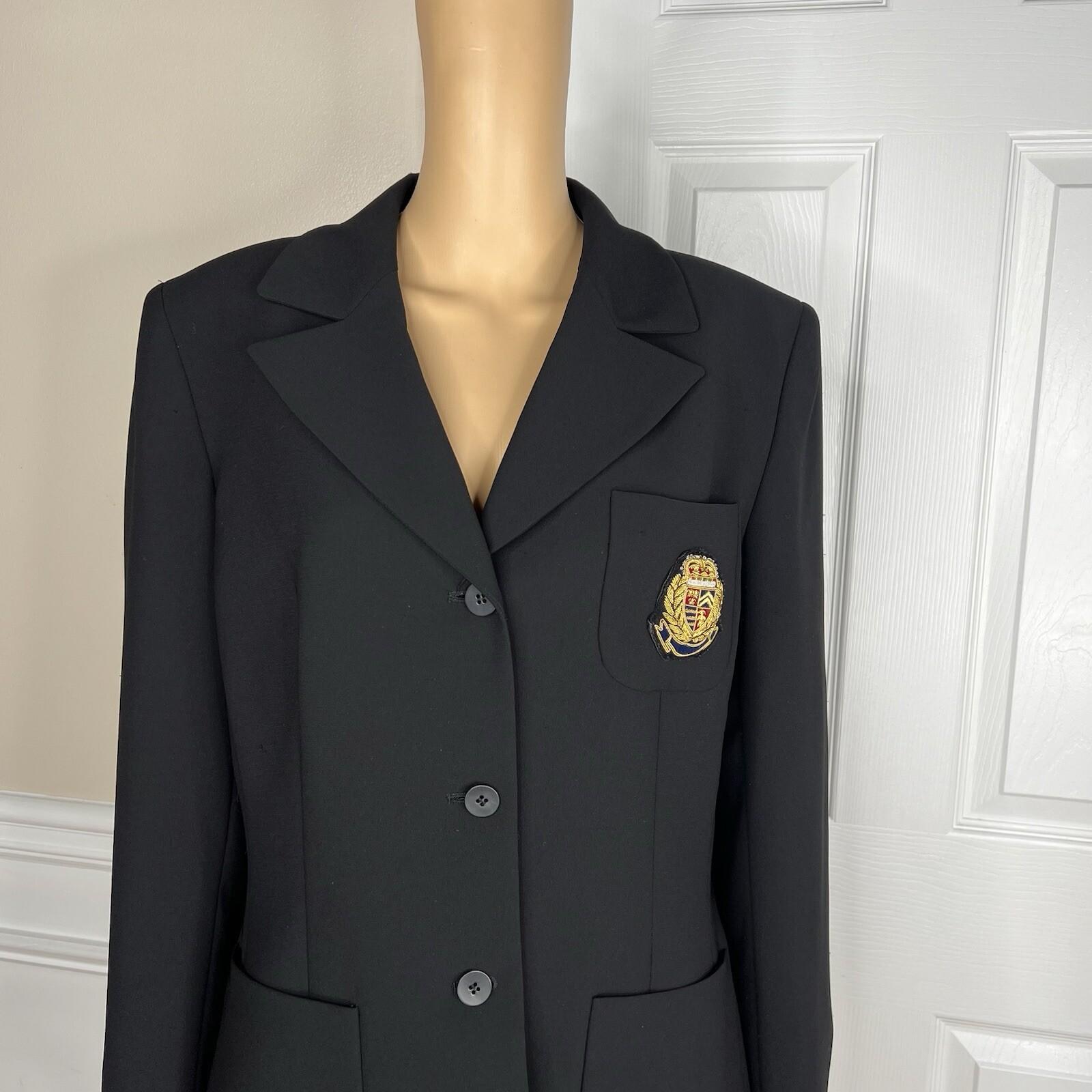 KASPER Women Polyester Blazer Size 16 Black Notch Collar Lined Career