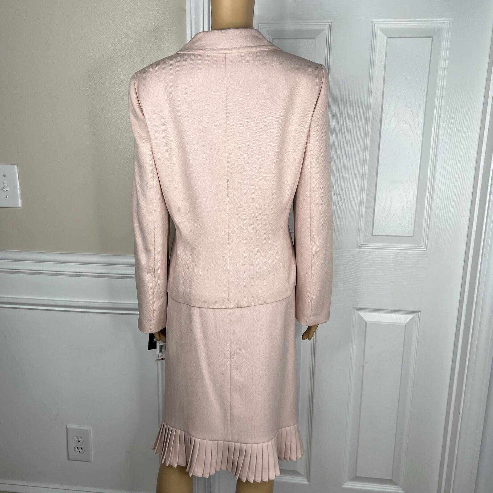 Le Suit Polyester Skirt 10 Suit 12 Blush Lined Notch Collar Pleated 2PC New