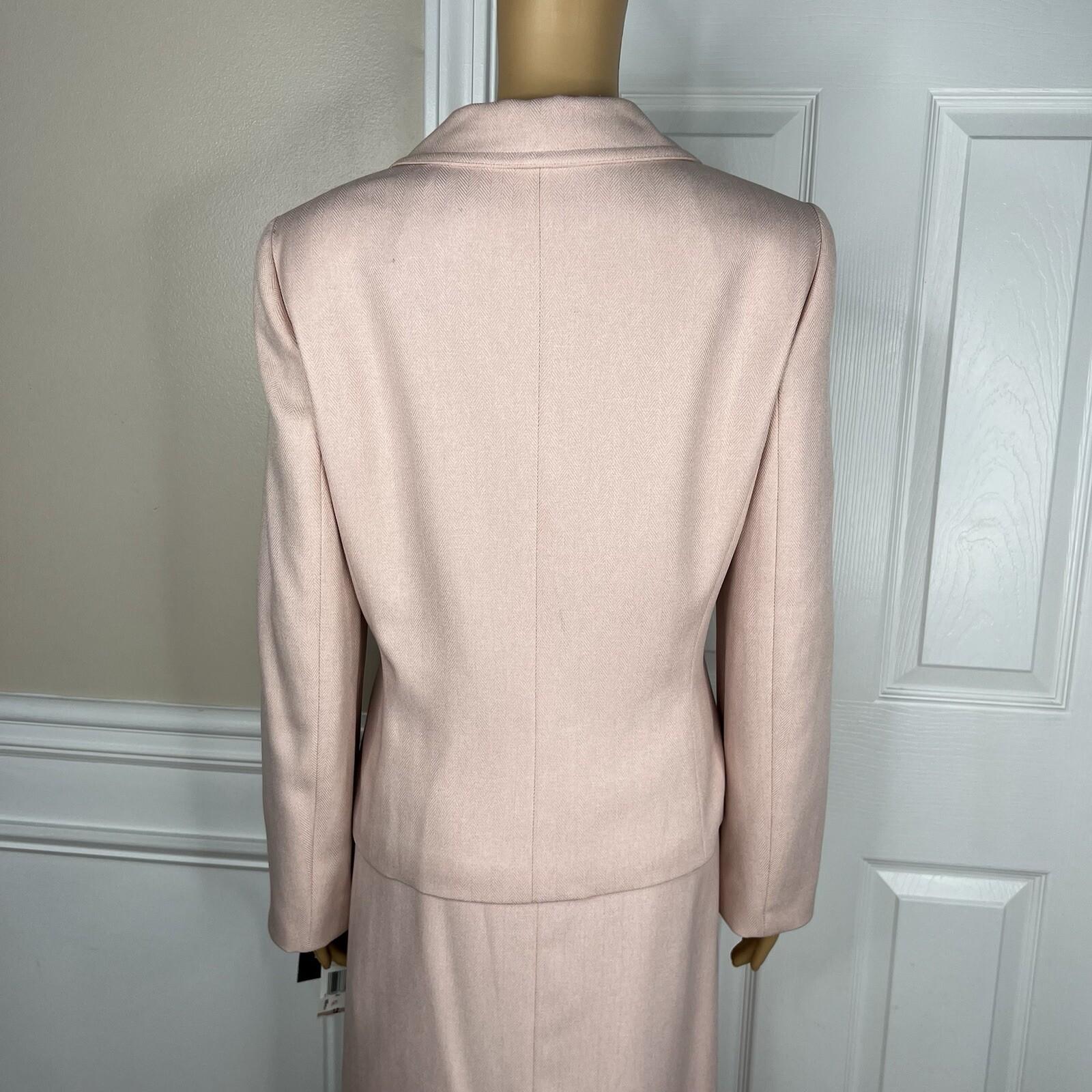 Le Suit Polyester Skirt 10 Suit 12 Blush Lined Notch Collar Pleated 2PC New