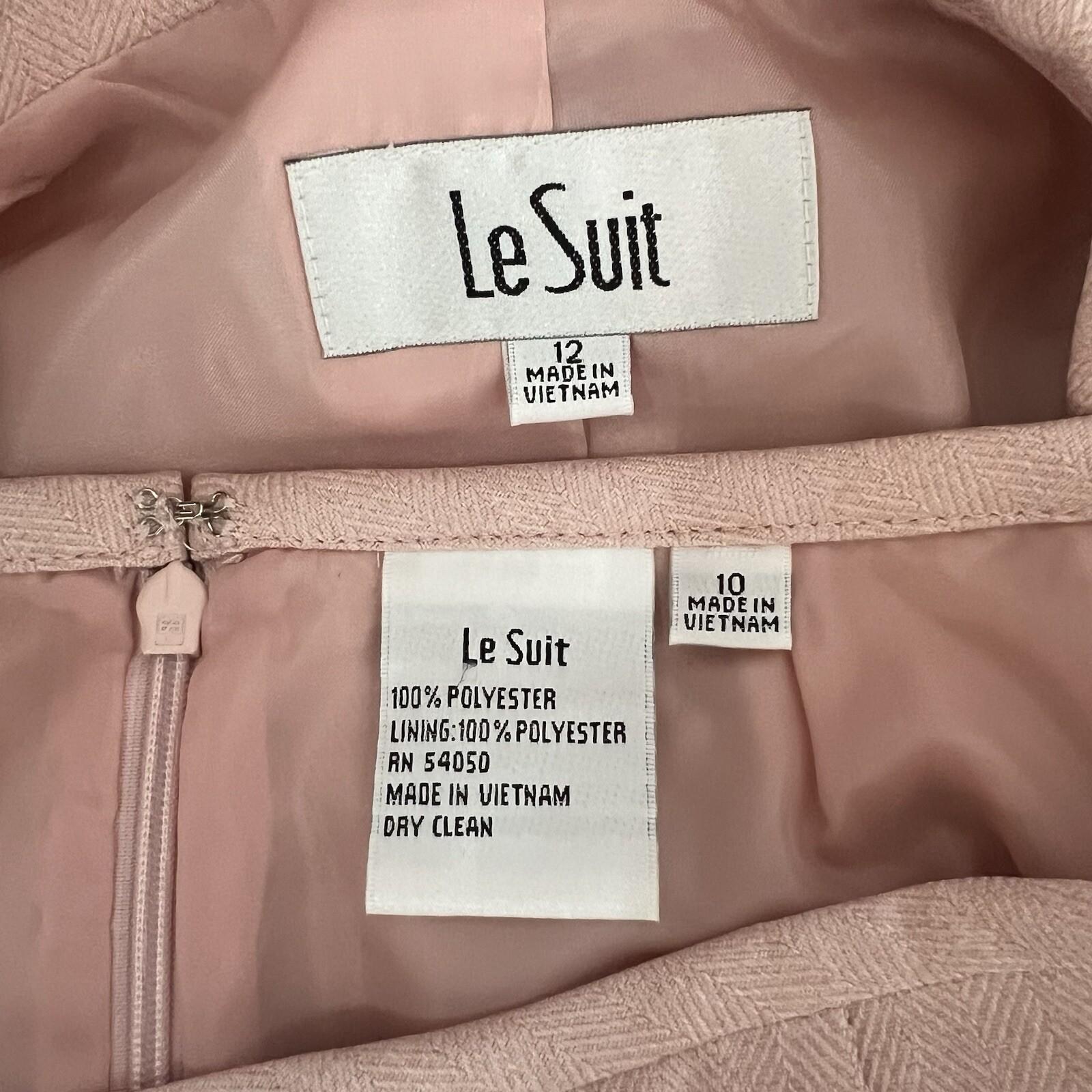 Le Suit Polyester Skirt 10 Suit 12 Blush Lined Notch Collar Pleated 2PC New