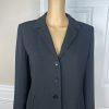 Larry Levine Polyester Skirt Suit Size 10P  Black Lined Mid Length Career 2PC
