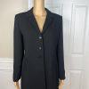 Larry Levine Polyester Skirt Suit Size 10P  Black Lined Mid Length Career 2PC