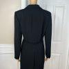 Larry Levine Polyester Skirt Suit Size 10P  Black Lined Mid Length Career 2PC