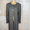10-913.jpg Calvin Klein Polyester Rayon Spandex Blazer Size 10 Gray Collarless Mid Length
