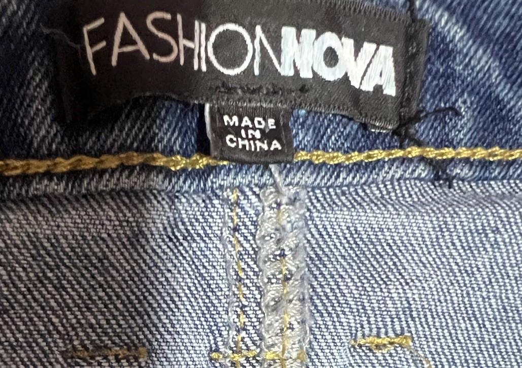 Fashion Nova Women Cotton Dark Wash Denim Maxi Cargo Skirt Size M Pocket