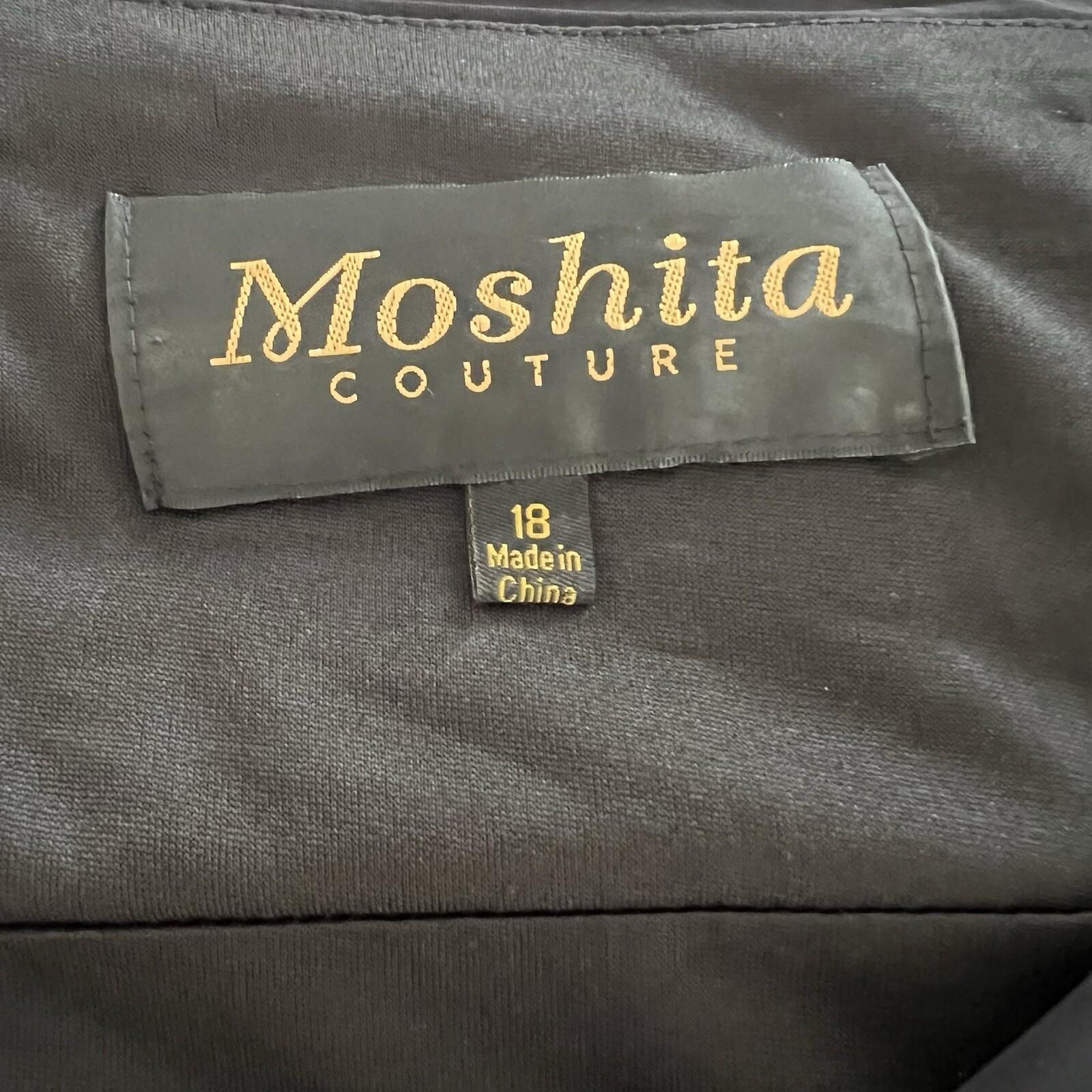 Moshita Couture Taffetta Stretch Dress Gown Size 18 Ruched Off Shoulder Pleated
