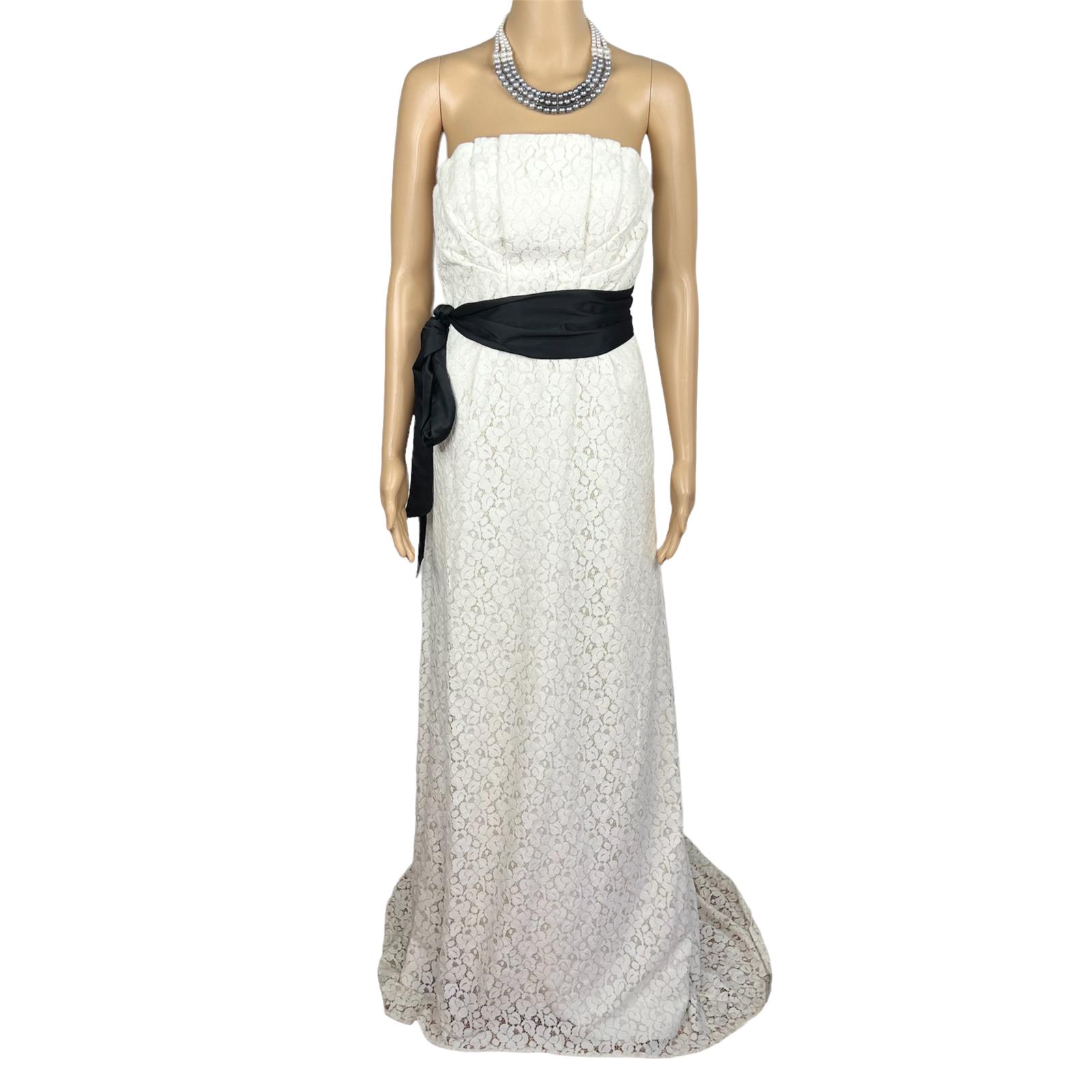The Limited Event Off White Strapless Lace Maxi Belted Wedding Dress Size 6