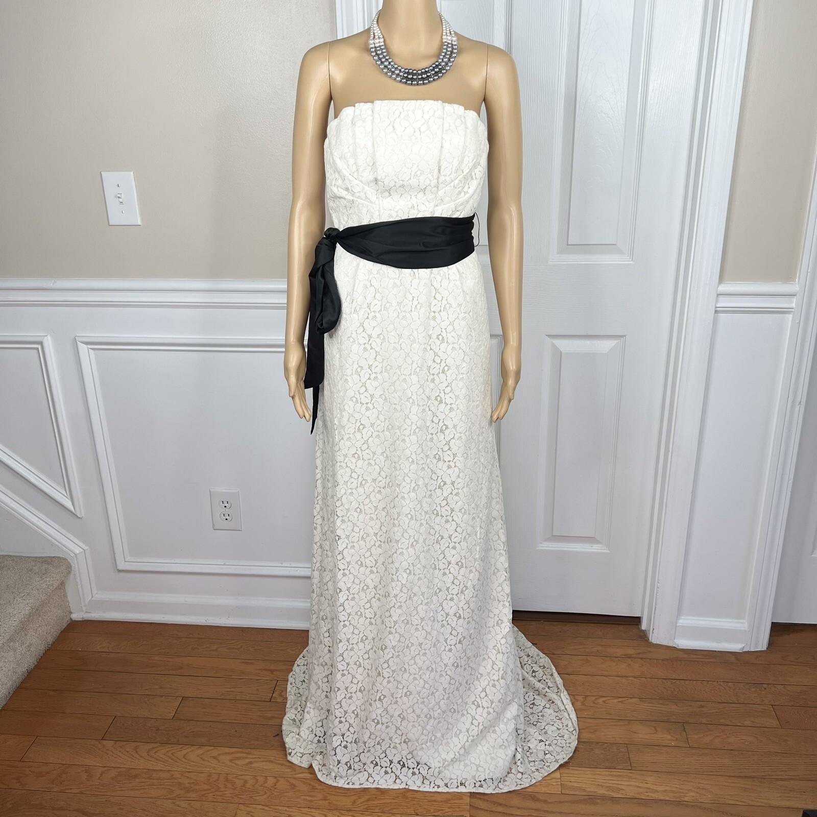 The Limited Event Off White Strapless Lace Maxi Belted Wedding Dress Size 6