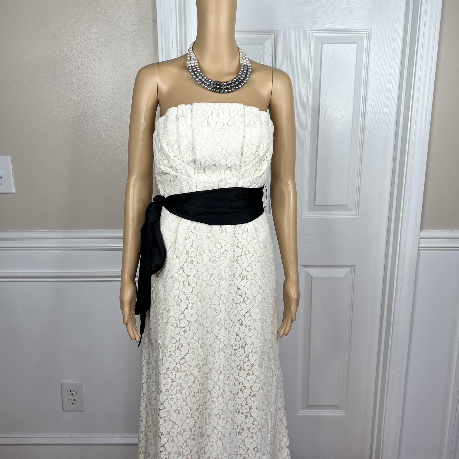The Limited Event Off White Strapless Lace Maxi Belted Wedding Dress Size 6
