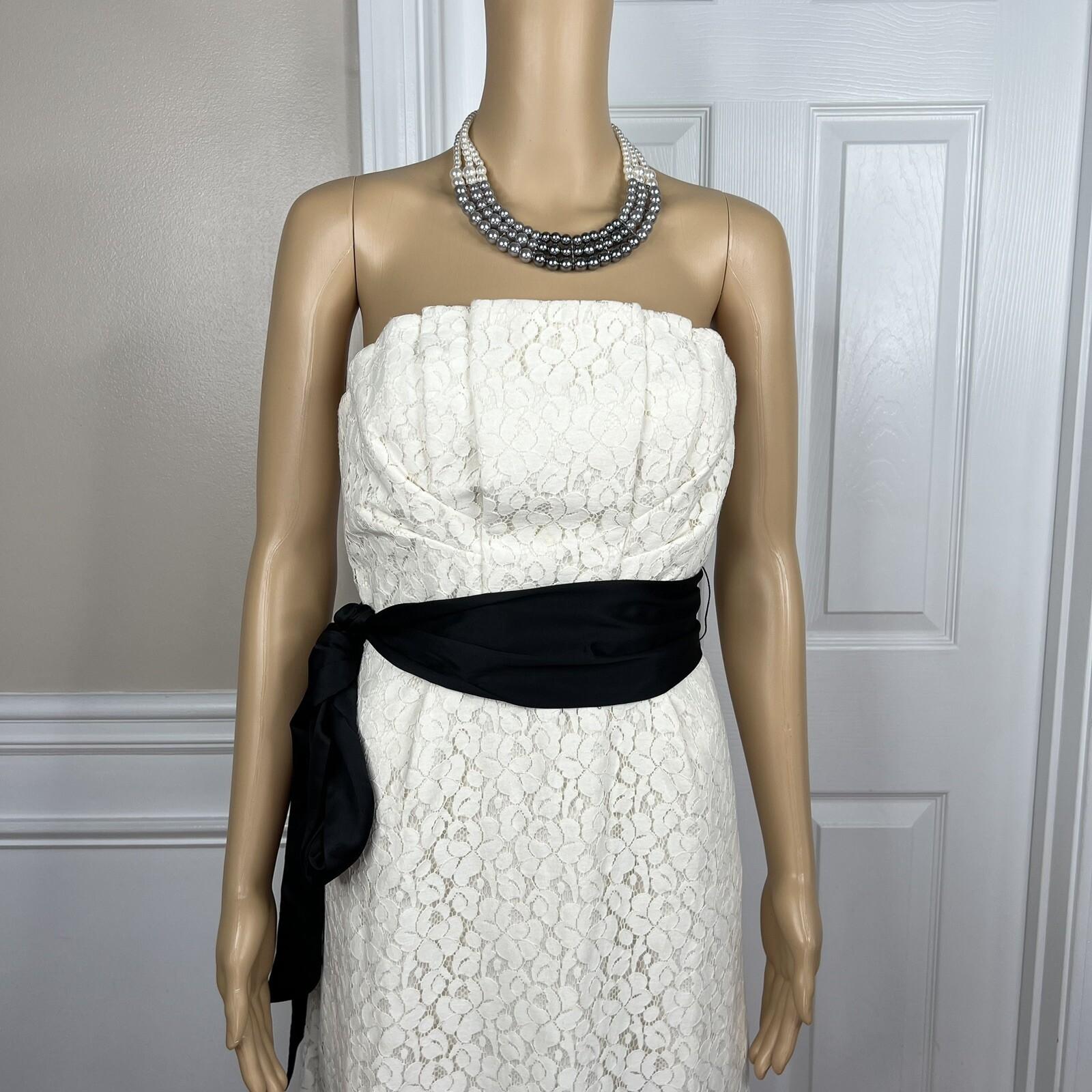 The Limited Event Off White Strapless Lace Maxi Belted Wedding Dress Size 6