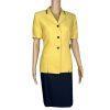 New LE SUIT 2PC Yellow Black Polyester Lined Short Sleeves Skirt Suit Size 8P