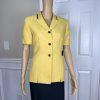 New LE SUIT 2PC Yellow Black Polyester Lined Short Sleeves Skirt Suit Size 8P