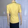 New LE SUIT 2PC Yellow Black Polyester Lined Short Sleeves Skirt Suit Size 8P