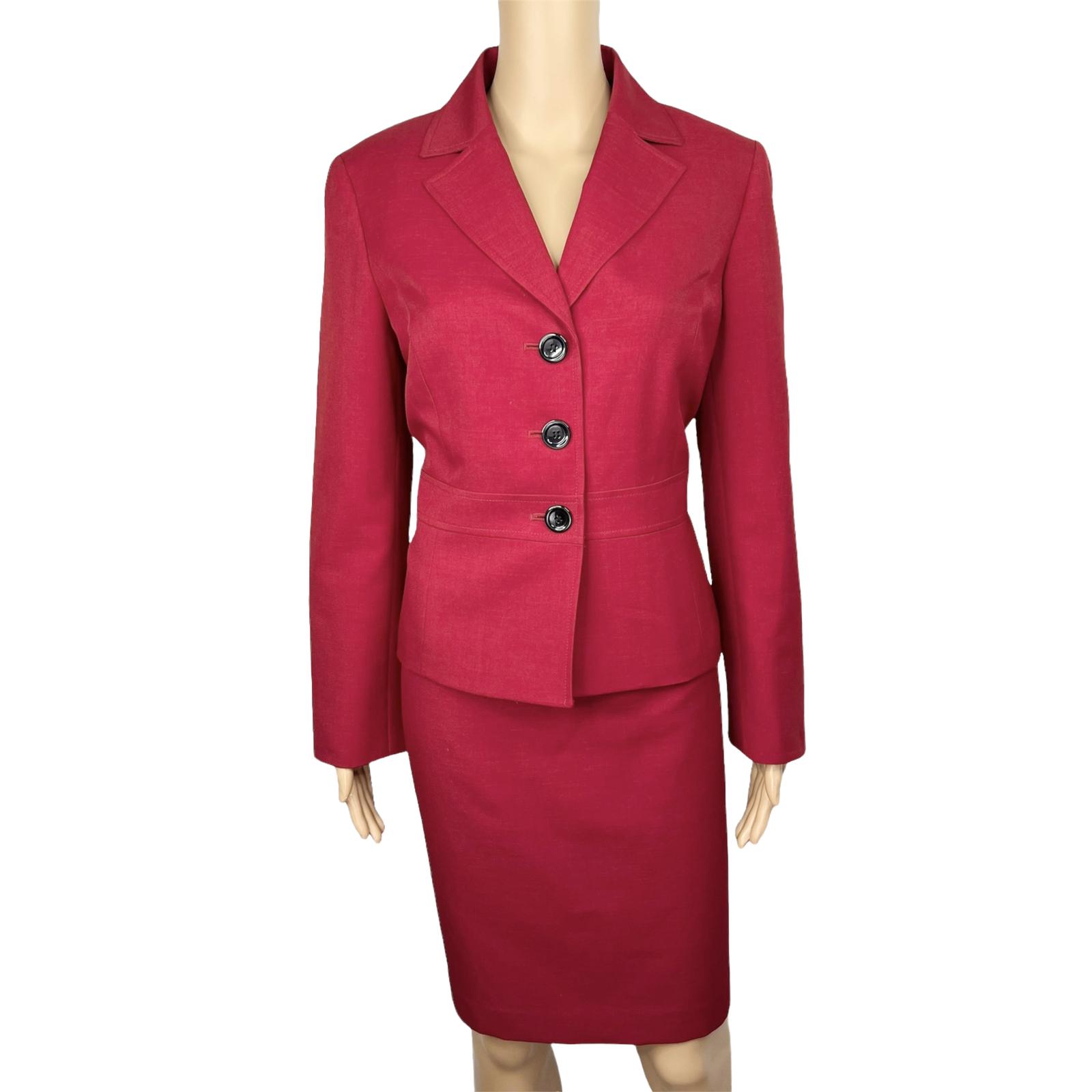 KASPER 2PC Red Polyester Cocktail Business Mismatch Skirt (SZ 12P) Suit (SZ 10P)