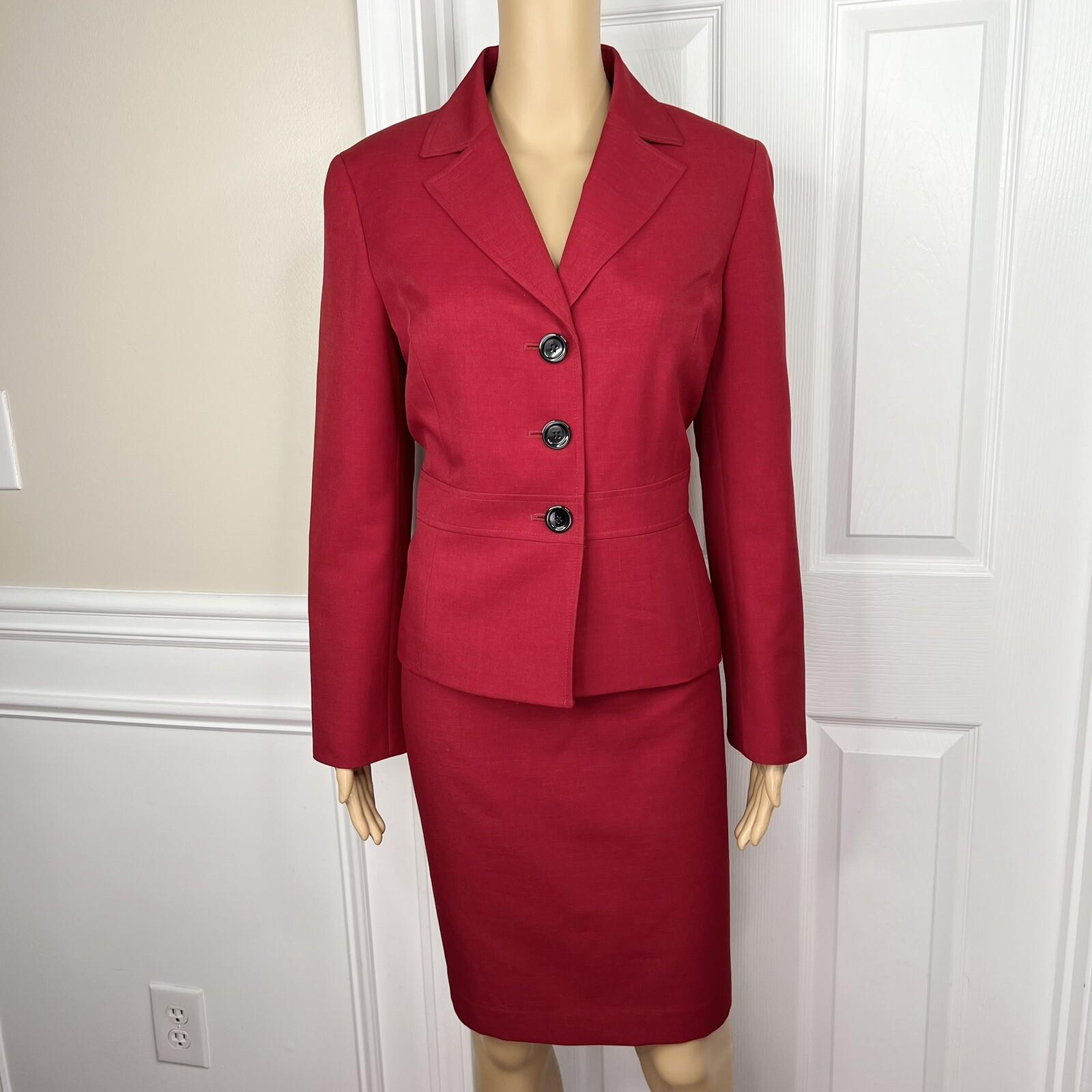 KASPER 2PC Red Polyester Cocktail Business Mismatch Skirt (SZ 12P) Suit (SZ 10P)